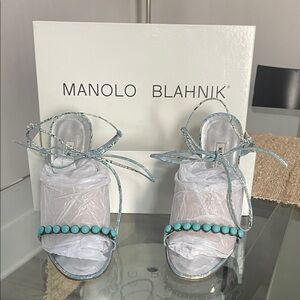 Manolo Blahnik Turquoise Heeled Sandals